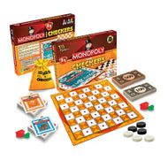 Monopoly & Checkers 2 in 1 Wooden Board Game