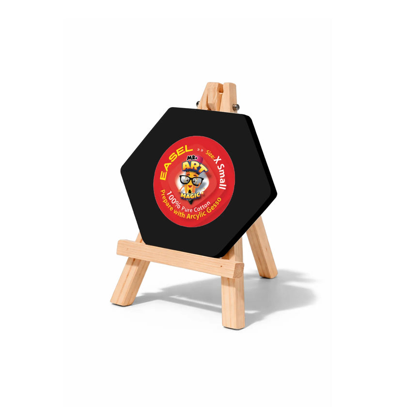 Easel with Hexagon Black Canvas