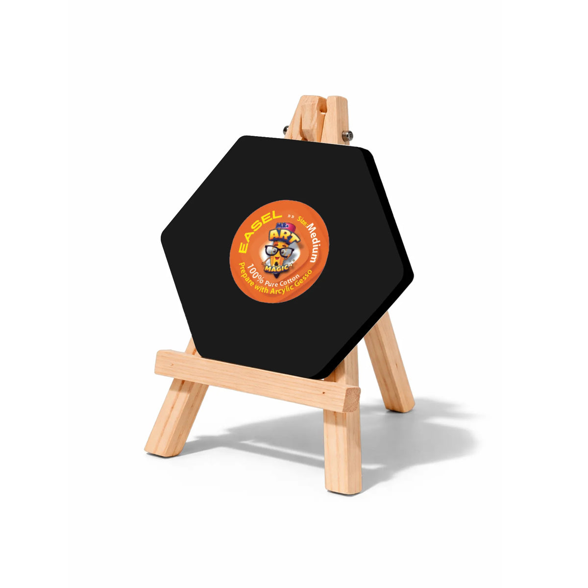 Easel with Hexagon Black Canvas