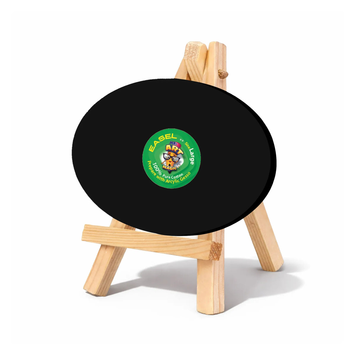Easel with Oval Black Canvas