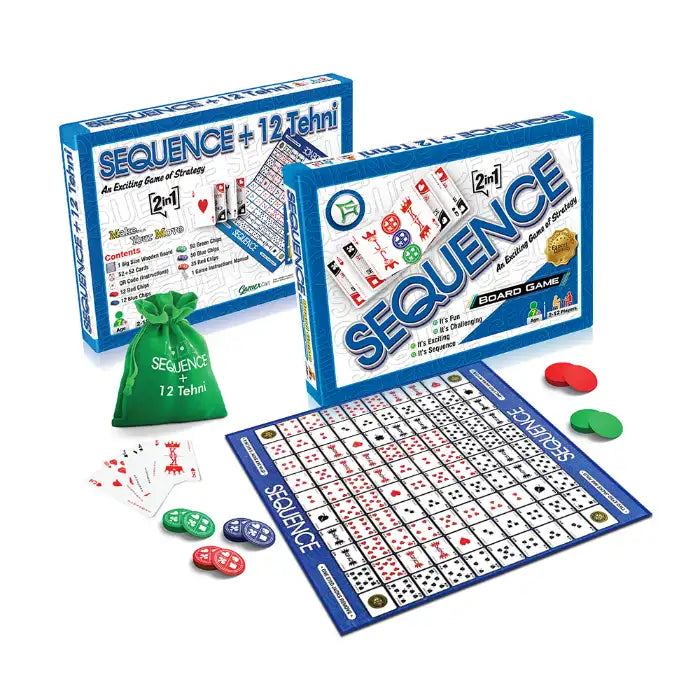 Classic Sequence 2-in-1 Wooden Board Game – Sequence & 12 Tehni