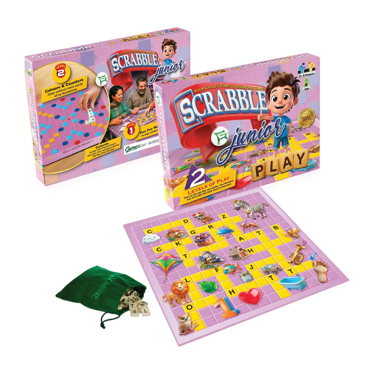 Scrabble Junior 2-in-1 Wooden Board Game – Scrabble & Ludo Set