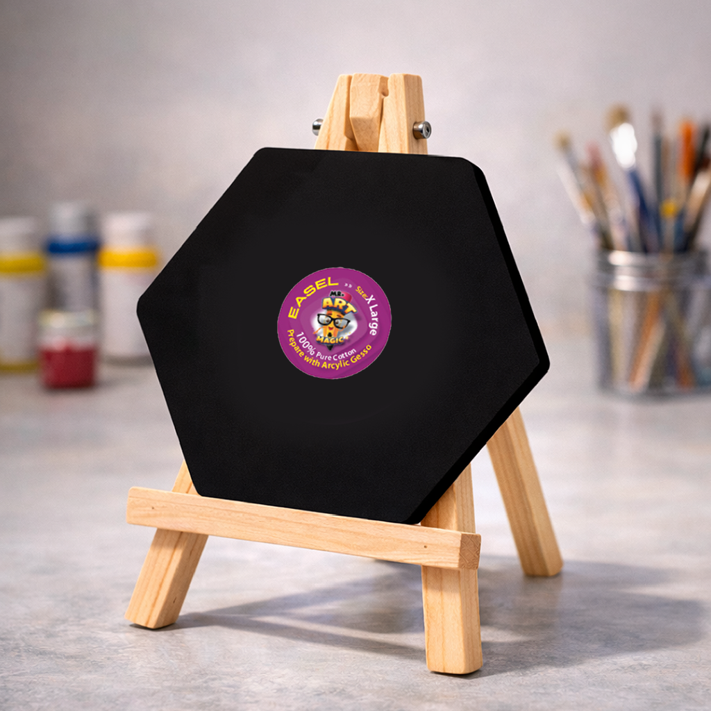 Easel with Hexagon Black Canvas