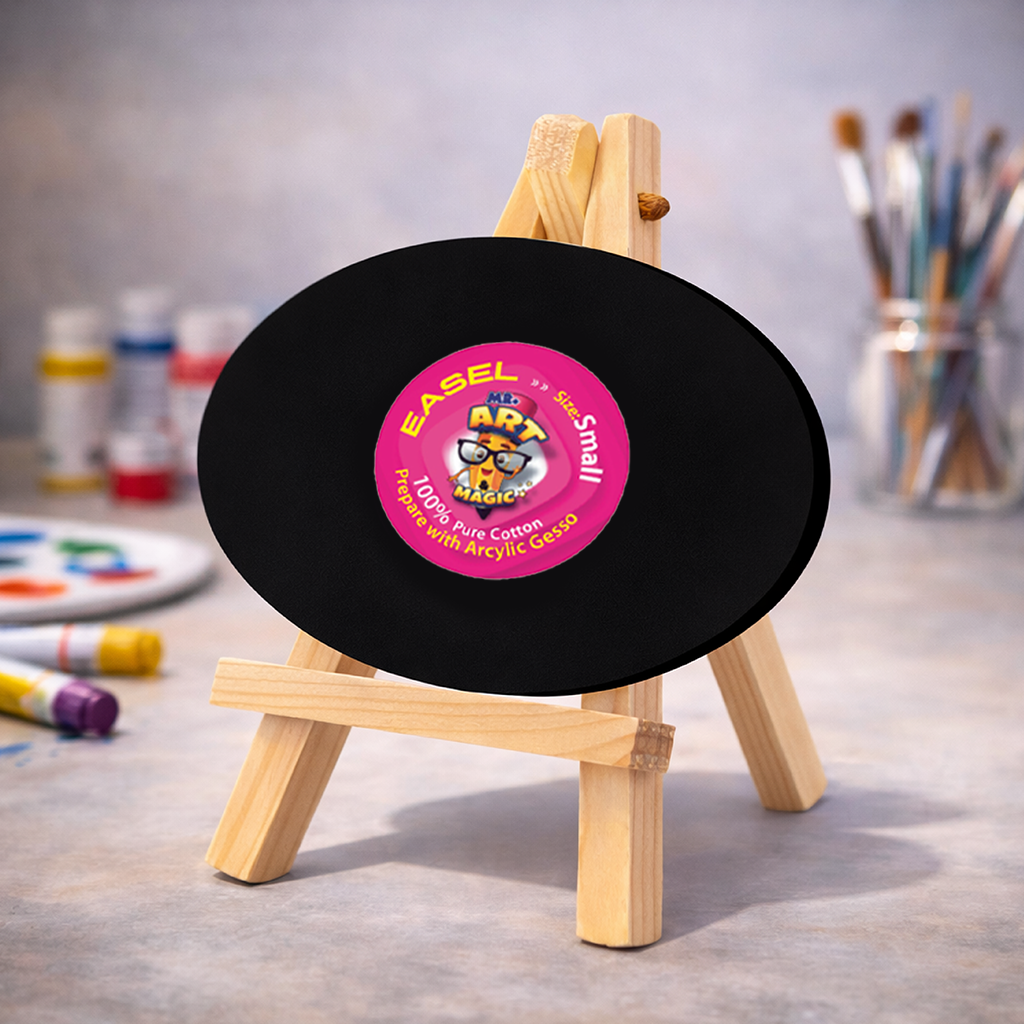 Easel with Oval Black Canvas
