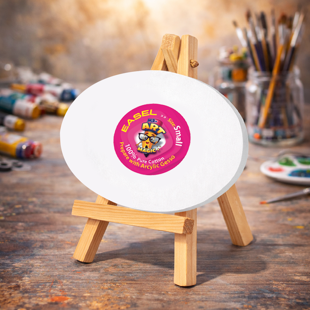 Easel with Oval White Canvas