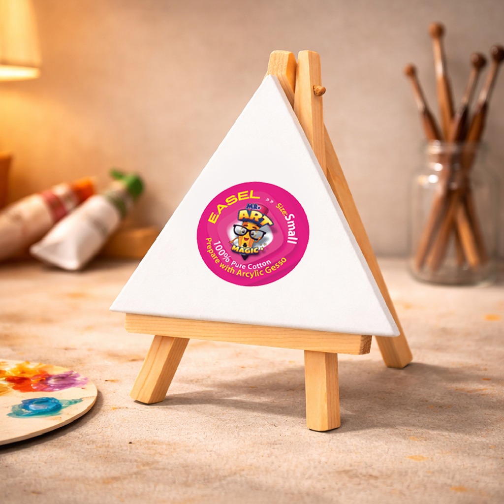 Easel with Triangle White Canvas