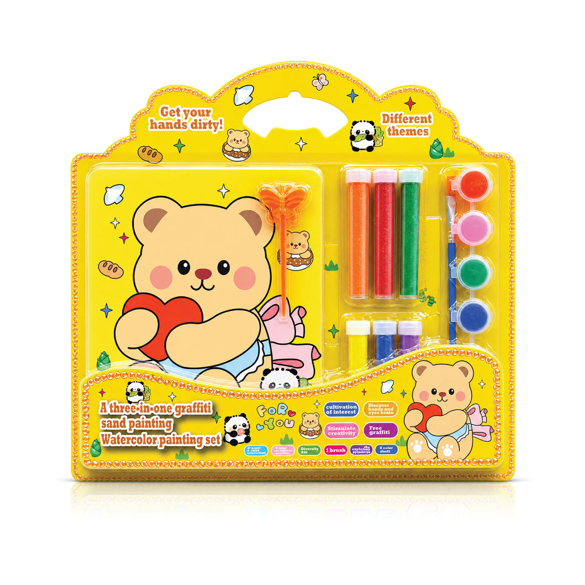3-in-1 Kids' Creative Stationary Set – Sand Painting, Watercolor & Graffiti Kit