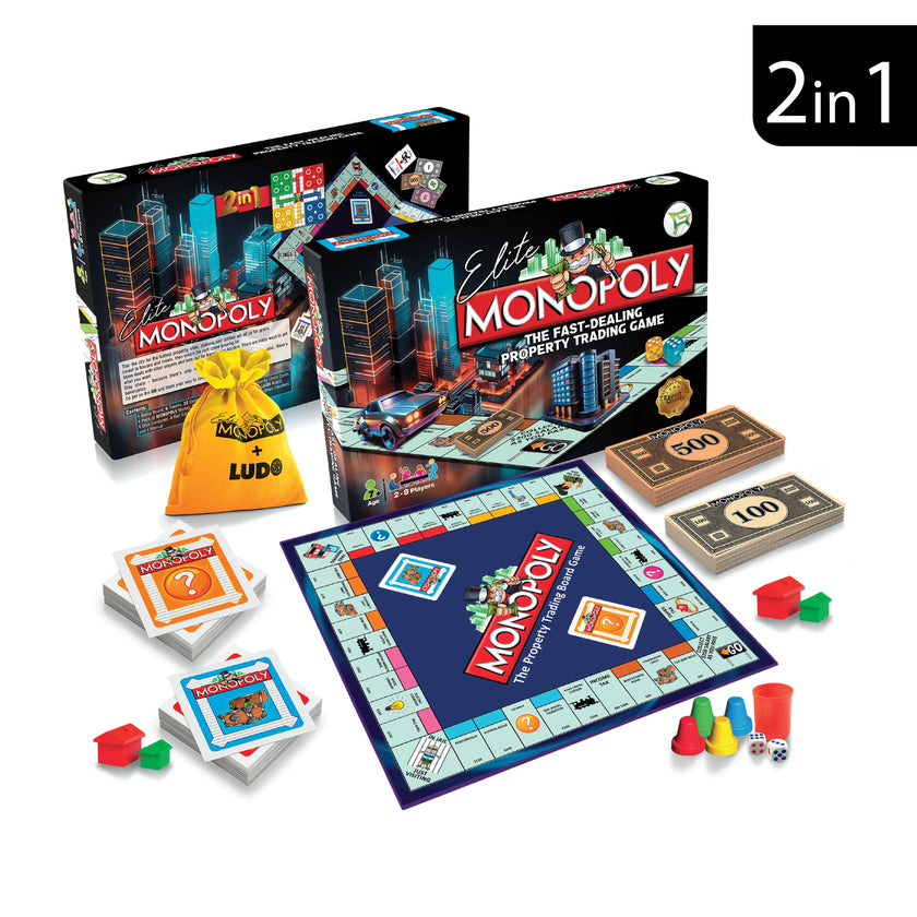 Elite Monopoly 2 in 1 | Premium Monopoly & Ludo Board Game